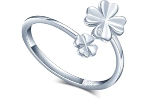 MICGIGI Anello Aperto da Donna in Argento 925 Quadrifoglio Regolabile