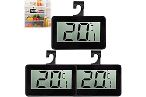 MOLBORY Lot de 3 thermomètres de réfrigérateur numériques avec affichage LCD facile à lire Thermomètre pour congélateur avec alarme de gel Thermomètre réfrigérateur pour la maison, les restaurants, la