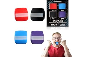 Quesuc Jaw Trainer, Équipement Fitness Double Menton, Cou Visage Mâcher Outil, Jawline Définir, Mâchoire Exerciseur Femmes Hommes, Jaw Exerciser (Quatre Couleurs)