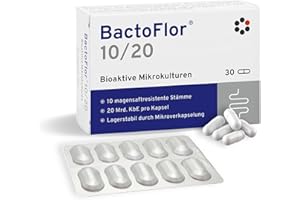 INTERCELL-PHARMA GMBH BactoFlor ® 10/20 - Probiotika - 10 hochdosierte Bakterienkulturen für Dünn- und Dickdarm - 600 Mrd. KBE je Packung - Hochbarriere-Schutzblister - Frei von Lactose, Gluten, Gentechnik - 30 Kapseln