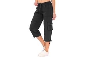JINSHI Pantalons Femme Pantacourt Cargo d'été 3/4 Long Capri Pantalon avec Plusieurs Poches