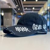 Valkyrie Unisex Siyah Never Give Up Nakışlı Baseball Şapka Ayarlanabilir Vintage Streetwear Spor Kep