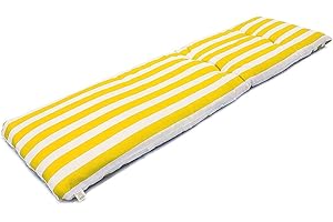 BRAVO HOME Coussin de Chaise Longue Bain de Soleil, Matelas, Dimensions 180 x 55 x 8 cm, pour Extérieur-Intérieur-Terrasse-Jardin Transat-Voyage- Vacances (Jaune)