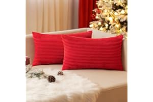 EMEMA Poszewka na poduszkę, sztruksowa, dekoracyjna, miękka, ozdobna poszewka na poduszkę, sztruksowa, na sofę, fotel, do domu, sypialni, 30 x 50 cm, czerwona