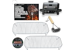 INFRAOVENS Edelstahl Rack Set für Ninja Woodfire Outdoor Grill Pro XL, Pro Connect XL, OG850 OG951 mit wasserdichter Kochanleitung Zubehör Holzfeuer Elektrische Luftfritteuse Zubehör