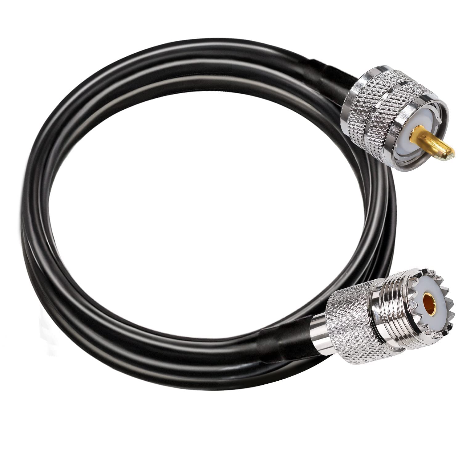 UHF PL259 Cable RG58 6.6ft(2M) PL259 SO239 Male to Female Extension Cable Low Loss CB Coax Cable Black for Two Way Radio CB Radio Wireless LAN Devices