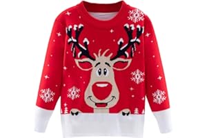 BABSUE Kinder Rundhals Christmas Sweater Pullis Jungen Weihnachten Elch Dinosaurier Weihnachtspullover Strickjacken Winter Langarm Sweater Sweatshirt Pulli