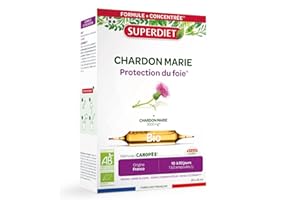 SUPERDIET – CHARDON MARIE BIO 3 000 MG – 100% PUR JUS - Protection du foie – Fabrication française – 20 ampoules de 10 ml