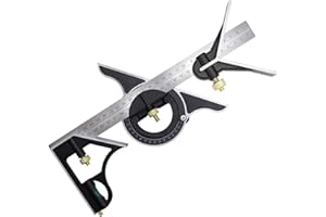 KMERCE Équerre à Combinaison 300mm, Équerres de charpentier, Règle d'angle en Acier Inoxydable, Équerre Combinée avec Niveau à Bulle et Tire-Lignes Pratique, Idéal pour les travaux de menuiserie