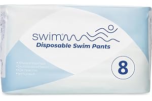 SWIMMM – Engångs badblöjor för barn – Storlek 8 (28–42 kg) – 30 st – Diskret & Hudvänlig – Skydd vid avföringsinkontinens – S