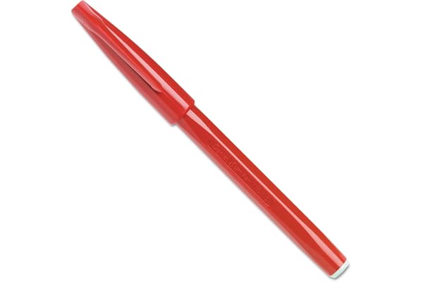 Pentel - S520 - Sign Pen - Lot de 12 feutres pointe moyenne acrylique - Encre rouge