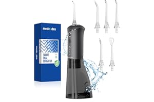 Medcodes Water Dental Flosser for Teeth Picks - Cordless Water Flosser, Oral Irrigator 3 Modes 300ML with 5 Tips, Rechargeable IPX7 Waterproof Water Dental Picks Cleaning for Home Travel