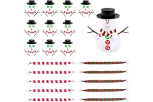 EJRUP 110 Stück Weihnachten Schneemann DIY Craft Kit, DIY Weihnachten Schneemann Kit Mini Zylinder Hut, Karottennase, winzige rot und grüne Knöpfe, Strickschal für einen Mini Weihnachtsschneemann (A)