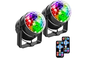 Mslitely - Kit de fête disco lumineux 2 pièces, boule disco avec télécommande, lumières stroboscopiques DJ, convient pour les guirlandes lumineuses de mariage, les décorations KTV/Halloween/Noël.