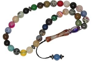 GENERIC 752-33 Bead Worry Fidget Prayer Beads Tasbih Beads 8mm Mixed Gemstone Beads Handmade by Jeannieparnell