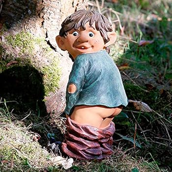 Gärtner Pötschke Gartenfigur Gnom Erni mit heruntergelassener Hose