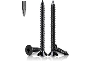 PDKKFF 150 styck Självgängande skruvar för trä M3x40mm, skruv med platt korshuvud i kolstål svart för möbler, DIY och träarbe