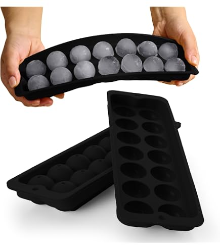 2x Runde Eiswürfelformen – 33 Kugeln Pro Tablett, Mit Deckel – Wiederverwendbar, BPA-frei – Für Cocktails, Whiskey & Mehr (Blau & Pink)