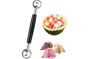 KGDUYC 1PCS Paquet de Cuillère À Boule de Melon À Fruits Double Face, 18 cm Cuillère Parisienne de Melon 2 en 1 Cuillère À Boule en Acier Inoxydable