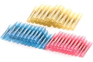 NC 100PCS Heat Shrink Butt Connectors Solder Seal Terminals, Insulated Waterproof Marine Automotive Copper Wire Electrical Kits Electrical Wire Crimp Connector Assortment 10-22 AWG with case