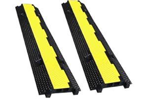 ADO - Protector de Cables de Caucho de Doble Via. Pasacables de Suelo Doble Via 100x25x4 cm (2- Protectores Cable)