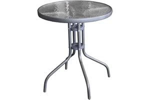 ‎MULTISTORE 2002 Multistore 2002 Bistrotisch 'Salzburg' Ø60cm mit geriffelter Glasplatte Balkontisch Beistelltisch Glastisch Gartentisch - Anthrazit