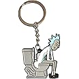 Work hard Play hard Rick pooping on the Throne Keychain for Rick Fans Keys holder and Morty