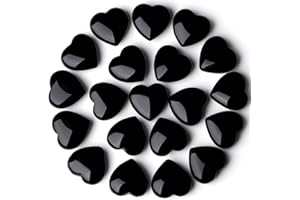 XIANNVXI 20 Pcs Black Obsidian Crystal Heart Stones Natural Obsidian Heart Black Tourmaline Healing Gemstones Reiki Black Crystals for Meditation Energy Balancing