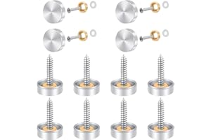 Bolatus 12 zestawów śrub do lustra, 16 mm, śruby ozdobne, stal nierdzewna, polerowane gwoździe do lustra z nasadkami, śruby ozdobne, chromowane, do lustra, dekoracji drewna, 12 sztuk