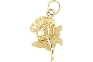 FORME DI LUCCHETTA Ciondolo Gambo di Rosa in Oro Giallo 14 carati, 20x11mm, senza catenina | Charms e Ciondoli per Bracciale e Catenina (fino a 4mm) | per Donna Ragazza Bambina | realizzato da Lucchetta