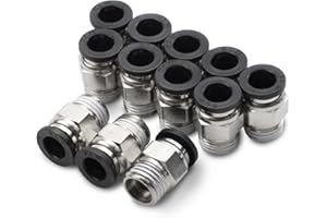 Bwintech 12 pieza 10 mm od x 3/8 "hilo exterior BSP empuje directamente en el conector, PC10-03 liberación rápida del conector de la línea de aire