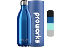 PROWORKS Bottiglia Acqua in Acciaio Inox, Senza BPA Vuoto Isolato Borraccia Termica in Metallo per Bevande Calde per 12 Ore & Fredde 24 Ore, Borraccia per Sport e Palestra - 1.5 Litre - Blu