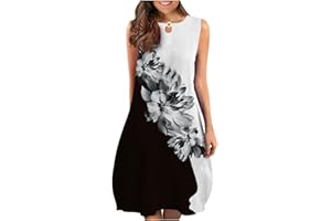 QI_LIANG Cocktail Fille Patineuse Printemps Casual Cocktail Motif Elastique Gilet Longue Col Robe Tunique Women Date d'anniversaire Polyester Ample