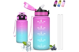 GRSTA Gourde- 500ml- Gourde Enfant, Bouteille Paille, Anti Fuite, Reutilisable, avec Marqueur de Temps, Facile à Nettoyer, avec Slogan de Motivation, Bouteille d'eau pour Camping, Sports, Voyage, École