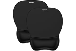 TECKNET Mouse Mat Wrist Support,2 Pack Gel Ergonomic Mouse Mats, Waterproof Surface Mouse Pad Wrist Support with Non-Slip PU Base, Comfort Mouse Wrist Rest for Computer, Laptop, Office and Home,Black