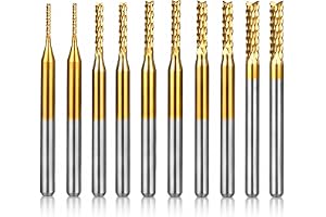 VOBOR 10 stycken skaftfräsar 1,0–3,0 mm, titanbelagd hårdmetall CNC-fräs, 1,0 mm, 1,5 mm, 2,0 mm, 2,5 mm, 3,0 mm, 2 stycken p