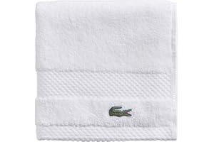 Lacoste Heritage Supima Cotton Wash Cloth, White, 13" x 13"