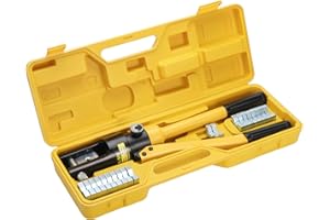 HSEAMALL Herramienta de Crimpado Hidráulico de 16 t, 13 Matrices, Terminación de Batería Eléctrica, Crimpadora Hidráulica de 8-300 mm²