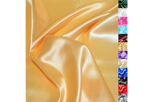TOLKO 1m Glanz Satin Stoff Meterware als Modestoff Dekostoff Kostümstoff Gardinenstoff Vorhangstoff Hochzeitsstoff | Glitzer Satinstoffe zum Nähen Dekorieren | Nähstoffe 150cm breit (Gold)