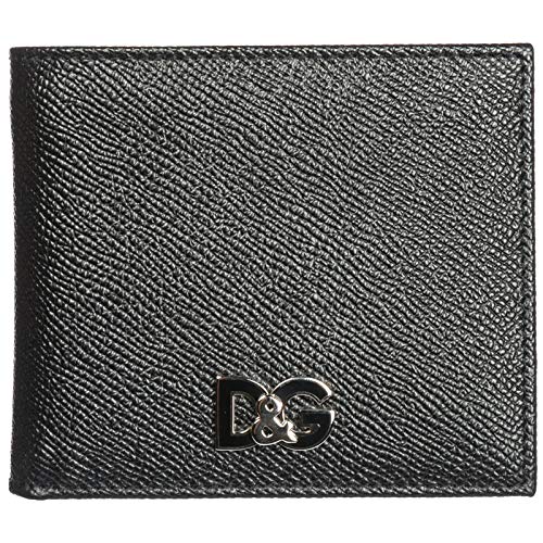 Preisvergleich Produktbild Dolce & Gabbana Herren Echtleder Geldbörse Geldtasche Geldbeutel Bifold Schwarz