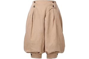 COSDREAMER Pantaloncini da Donna a Vita Alta Doppiopetto Rinascimentale Pantaloni medievali Vintage Mutandine Pirata Pantaloncini