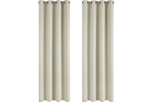 Deconovo Tende Oscuranti per Interni 2 Pezzi 270 CM Altezza, Tende Termiche Isolanti con Occhielli per Soggiorno Moderne, 140x270 CM (Larghezza x Altezza), Beige Chiaro