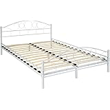 [en.casa] Cama de Metal 90x200 Blanca Armazón Cama Estructura Base con