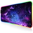 AILRINNI RGB Tappetino Mouse Gaming - Grande Tappetino per Mouse LED XXL 800x300mm, 14 RGB Effetti Luce Mouse Pad da Gioco Ba