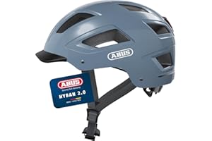 ABUS Casque de ville Hyban 2.0 - Casque de vélo avec feu arrière, coque dure en ABS, bonne forme - pour femmes et hommes