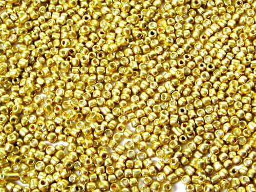 Seed beads in gold, 2 mm x 2 mm, 20 grams