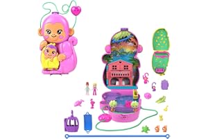 Polly Pocket 2-i-1 bärbart kompaktset med mammamonkey och baby