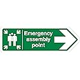V Safety Shaped Safety Sign - Fire Assembly Point Arrow Right - 300X100 - 1MM Rigid Plastic