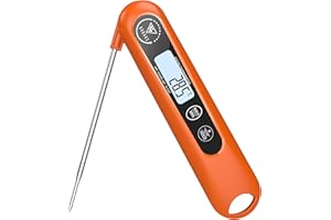 DOQAUS Cyfrowy termometr do mięsa, błyskawiczny termometr do żywności z podświetlanym ekranem LCD, składana długa sonda i automatyczne włączanie/wyłączanie, termometr do grilla (Pomarańczowy)