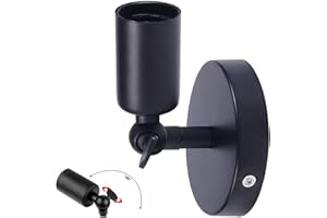 HTRUIYATY Apliques de Pared Vintage E27 Base Edison para Lámpara de Pared de Tornillo Dirección Ajustable Adecuado para Lámpara Interior Pasillo-Negro